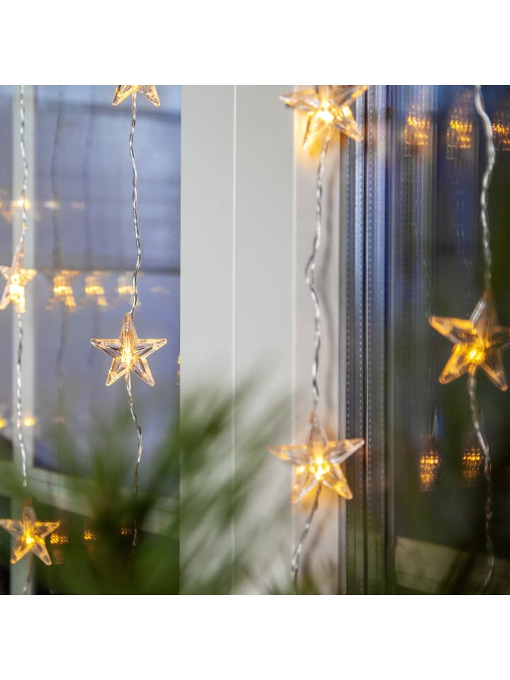 MARELIDA LED Lichtervorhang Sterne 50 leuchtende Sterne 90x200cm in transparent günstig kaufen onesize