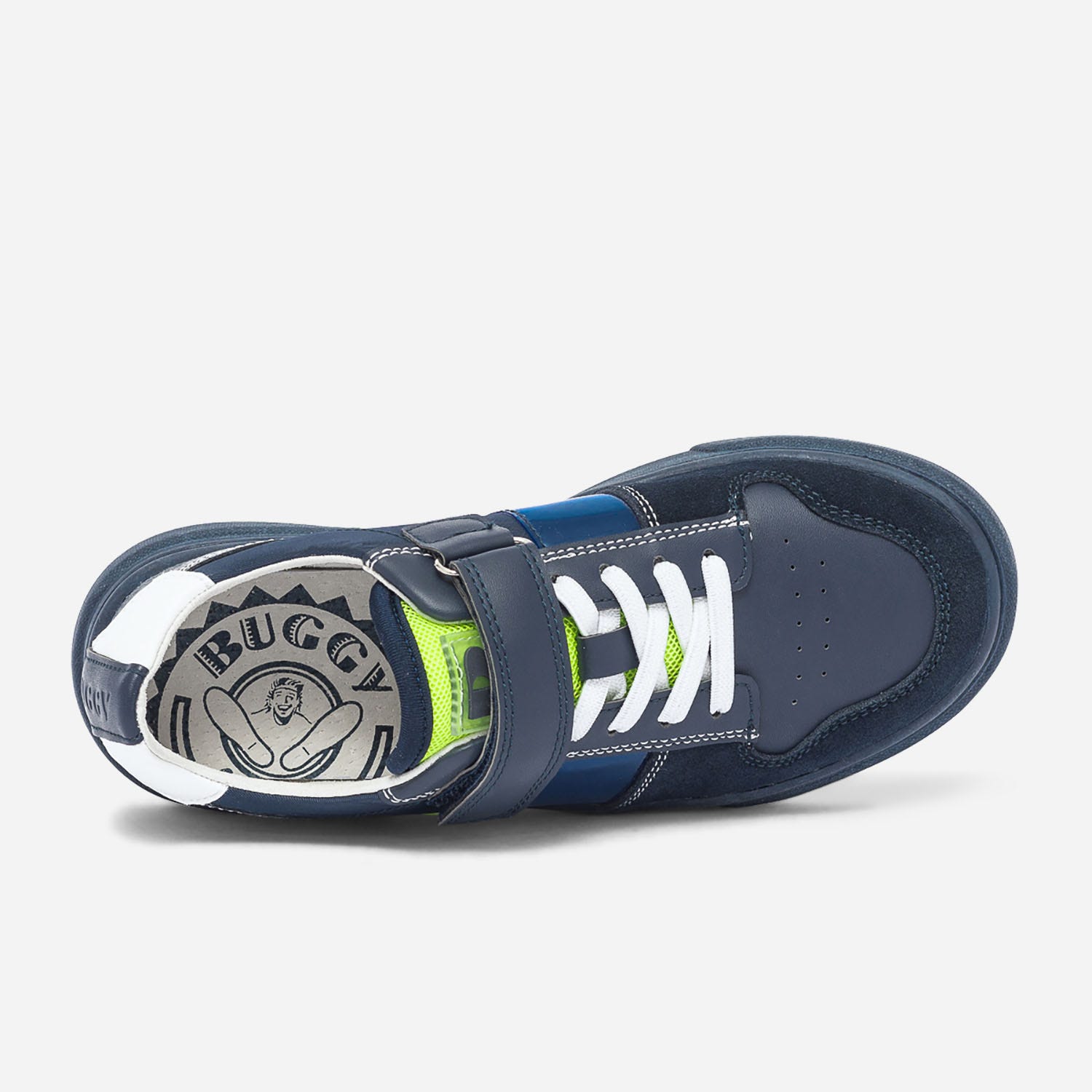 Tennis BUGGY bleu marine et jaune fluo