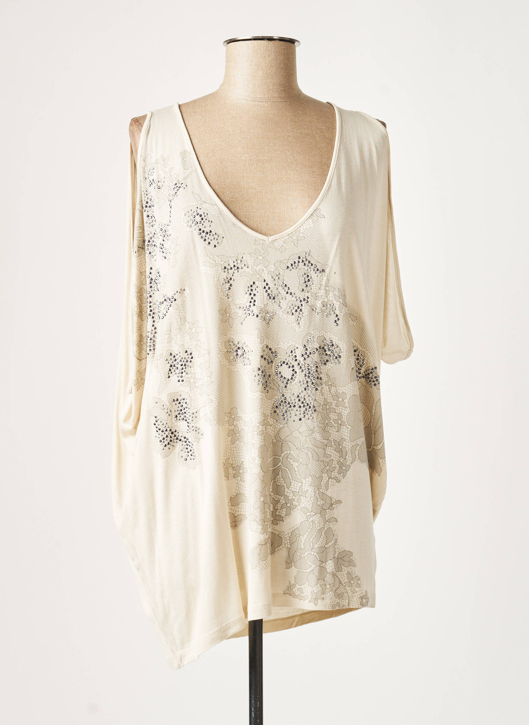 Lauren Vidal Tuniquesansmanche Femme couleur beige