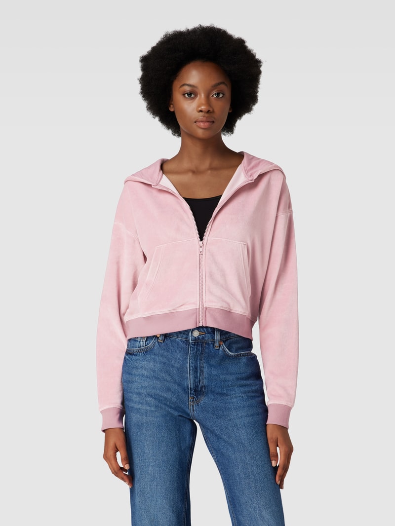 Sweatjacke mit überschnittenen Schultern und Eingrifftaschen in rosa