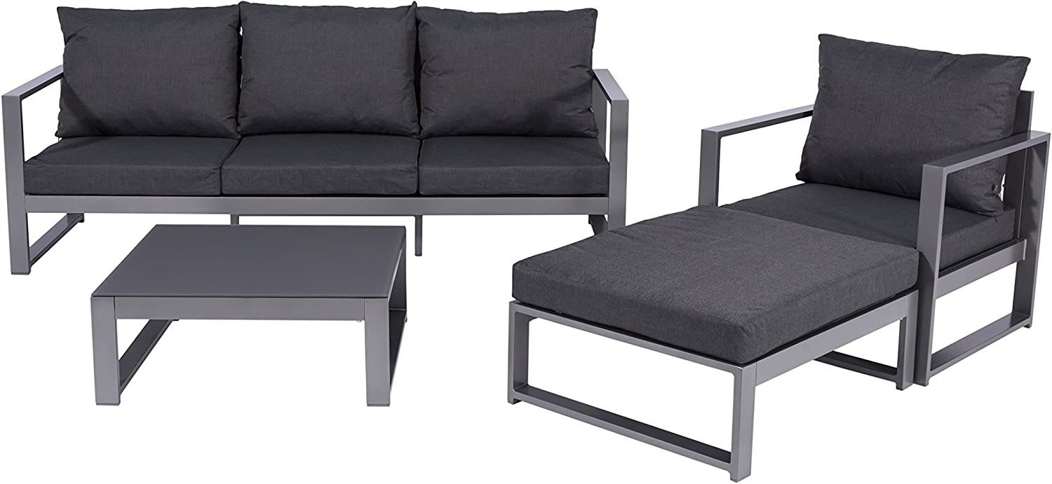 MANDALIKA Garden Gartenlounge-Set Bella anthrazit / Aluminium / Gartenmöbelset / Outdoor / Möbel, UV-beständig