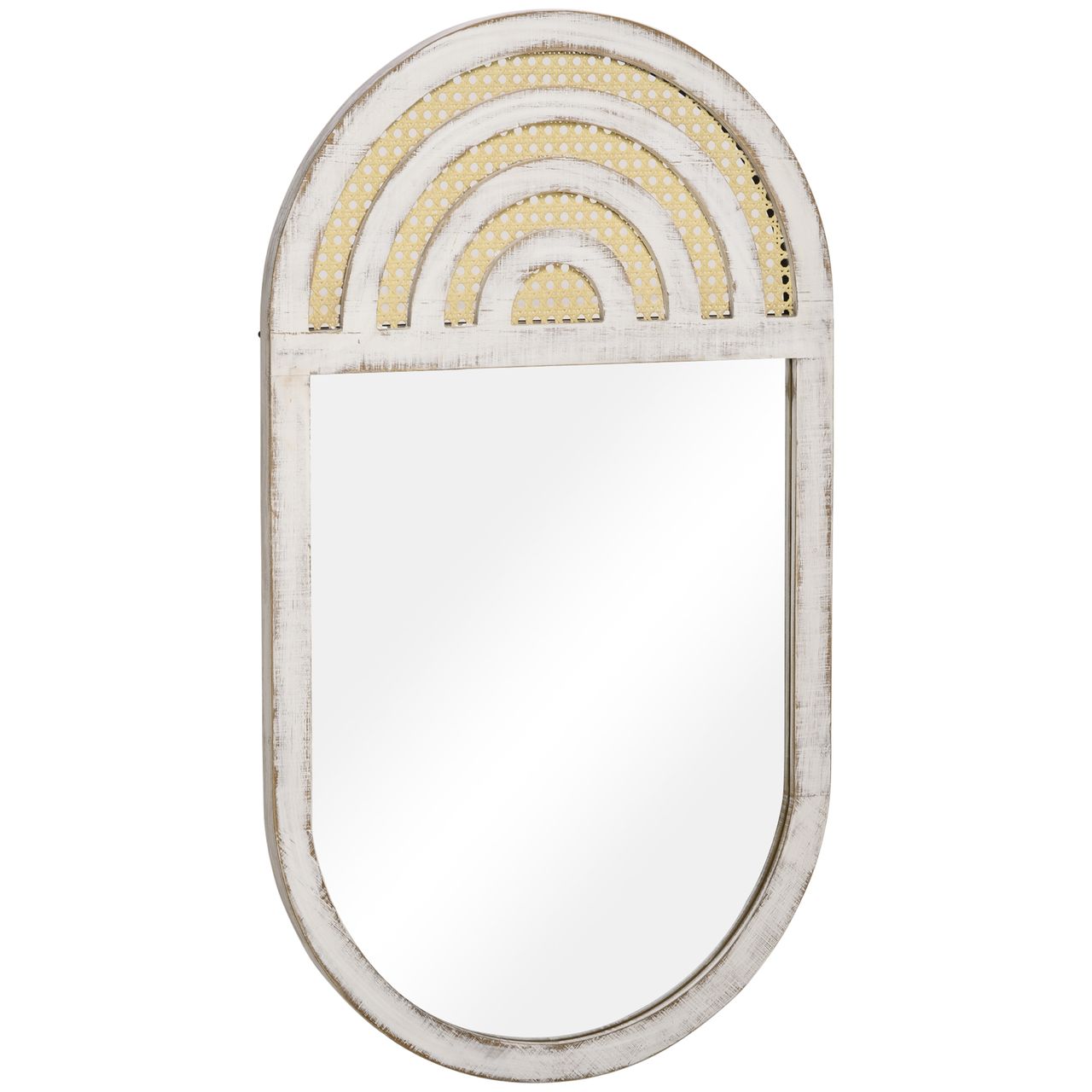 HOMCOM Wandspiegel, Wohnzimmerspiegel, 50 x 90 cm Flurspiegel mit Rattenoptik