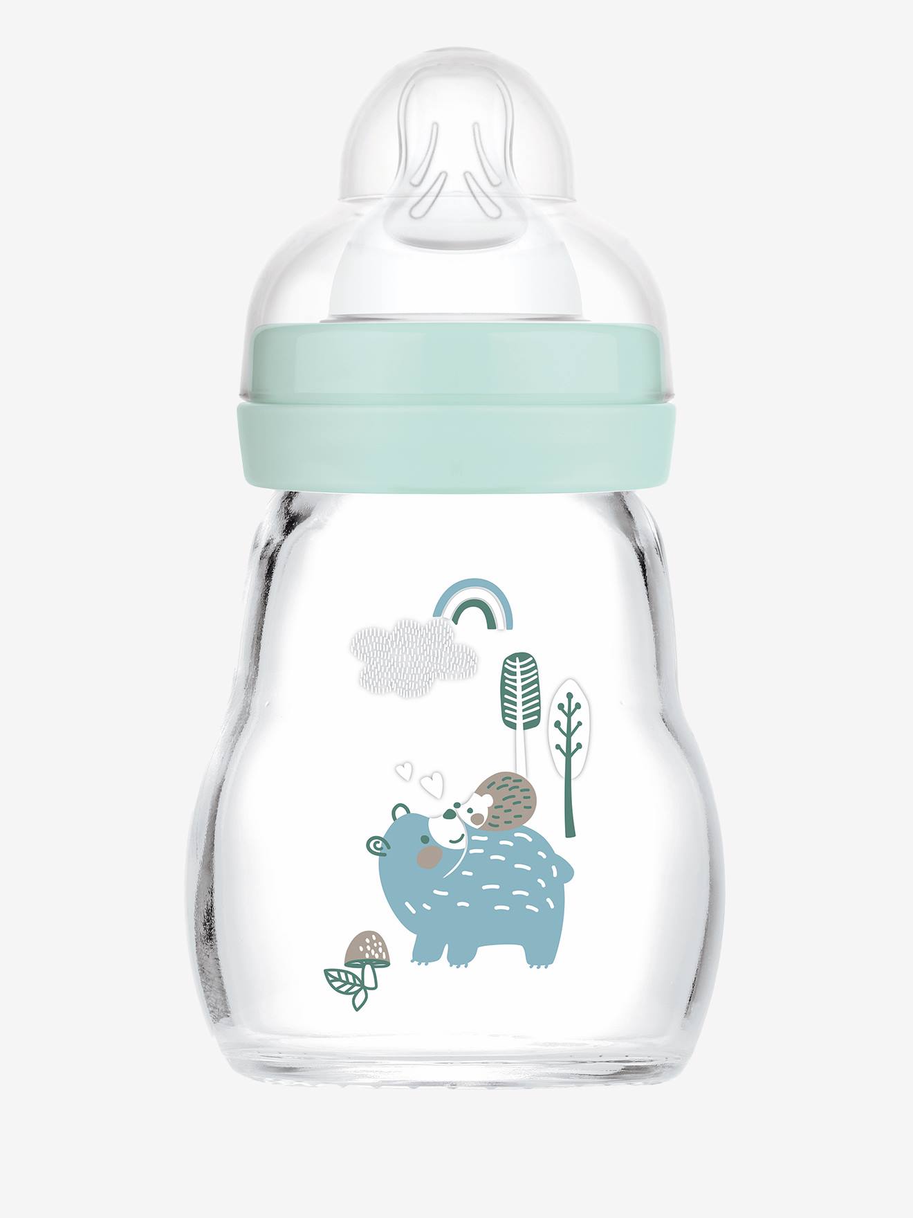 Biberon verre 170 ml MAM Feel Good débit 1 bleu