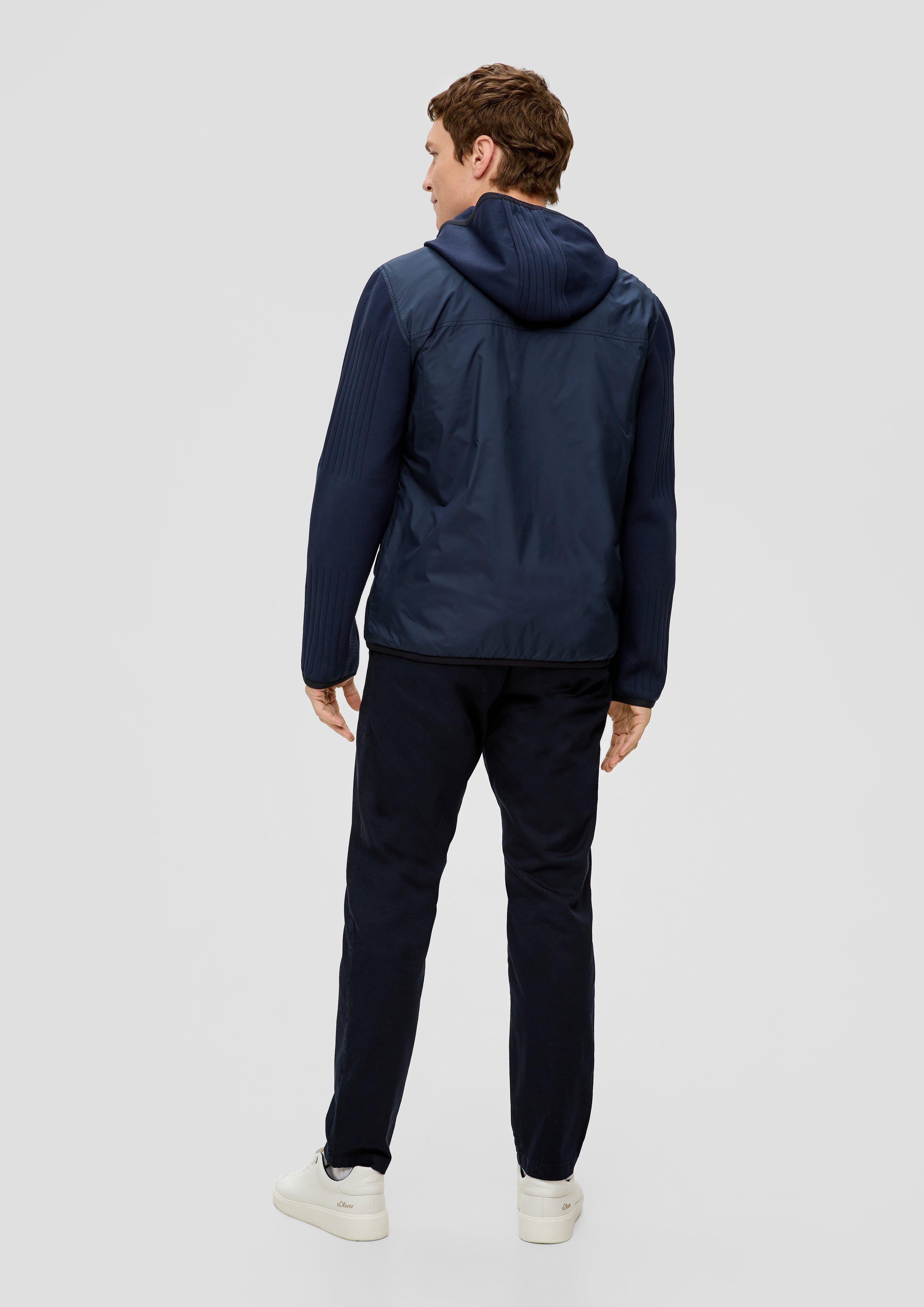 Nylonjacke mit gestrickten Ärmeln und Kapuze  2141270-5978