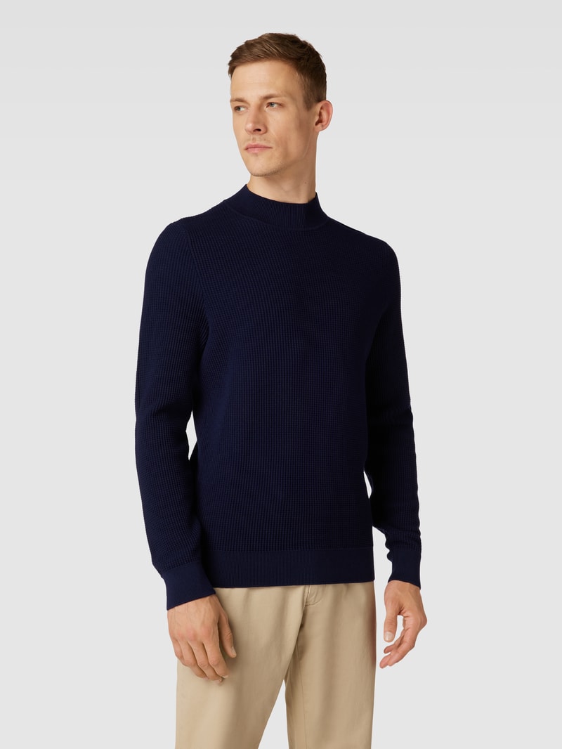 Strickpullover mit Stehkragen Modell 'Opale' in marineblau