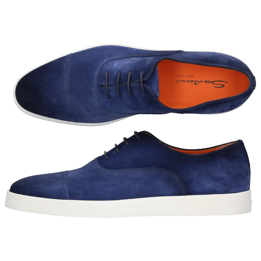 Santoni - Businessschuhe Oxford 17831 Veloursleder - blau