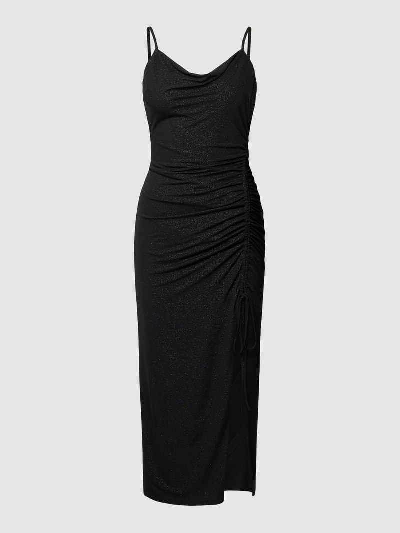 Cocktailkleid mit Effektgarn in schwarz