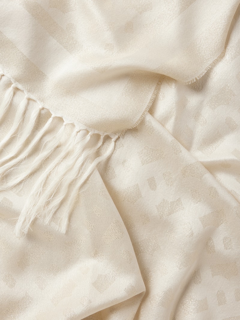 Schal mit Label-Patch Modell 'Lalura' in ecru