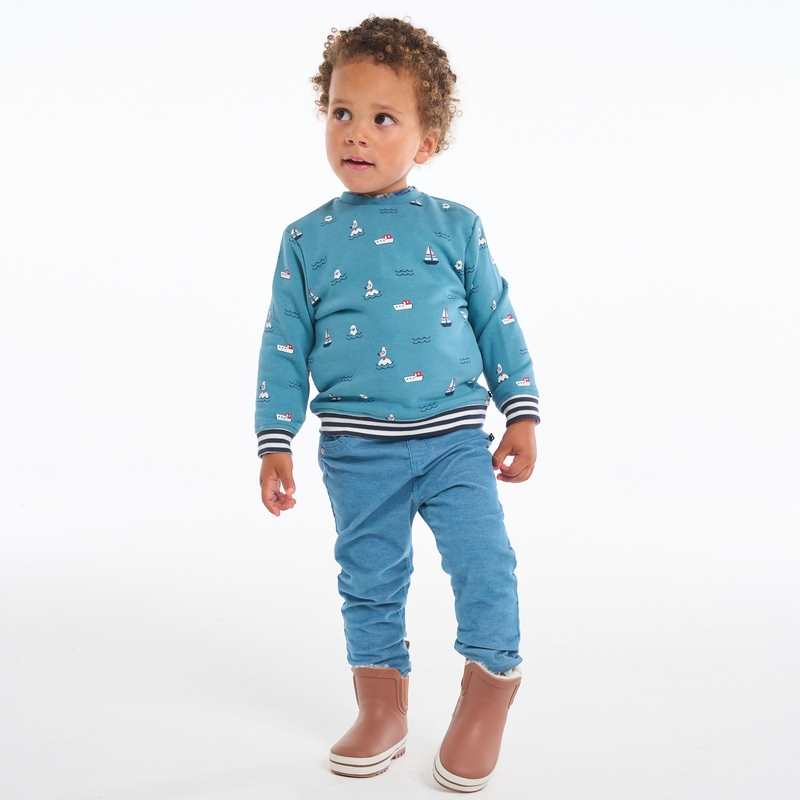 Sweat molleton imprimé mer bleu bébé garçon