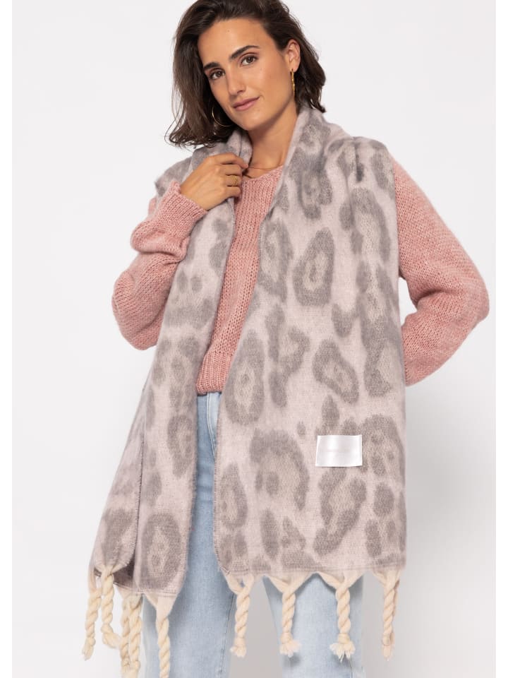 SASSYCLASSY Schal mit Leo-Print in Grau günstig kaufen onesize