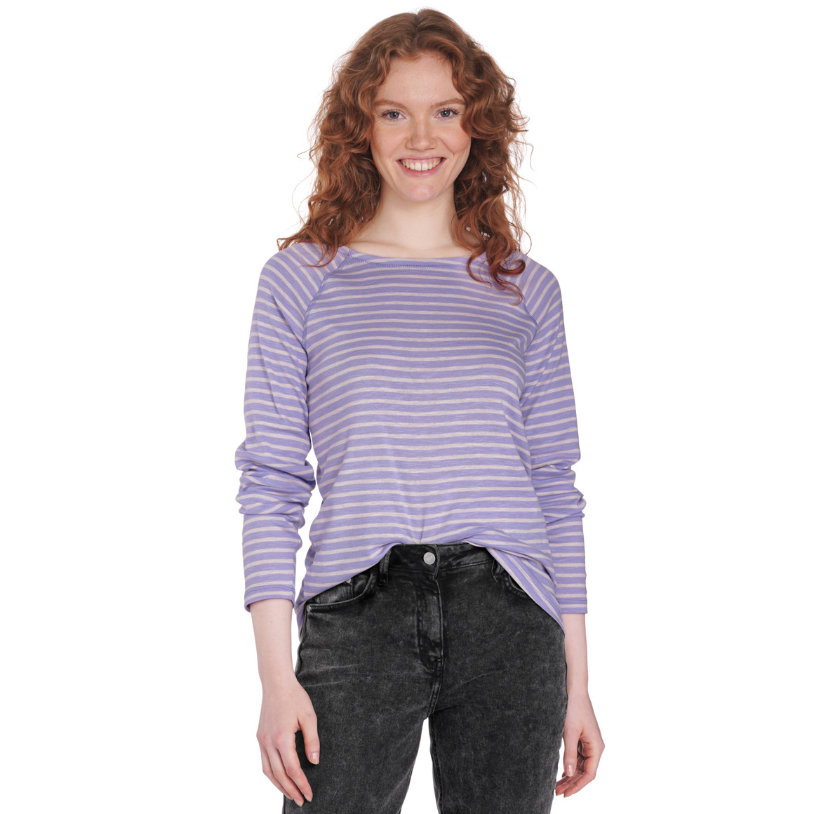Damen Langarmshirt im gestreiften Dessin
