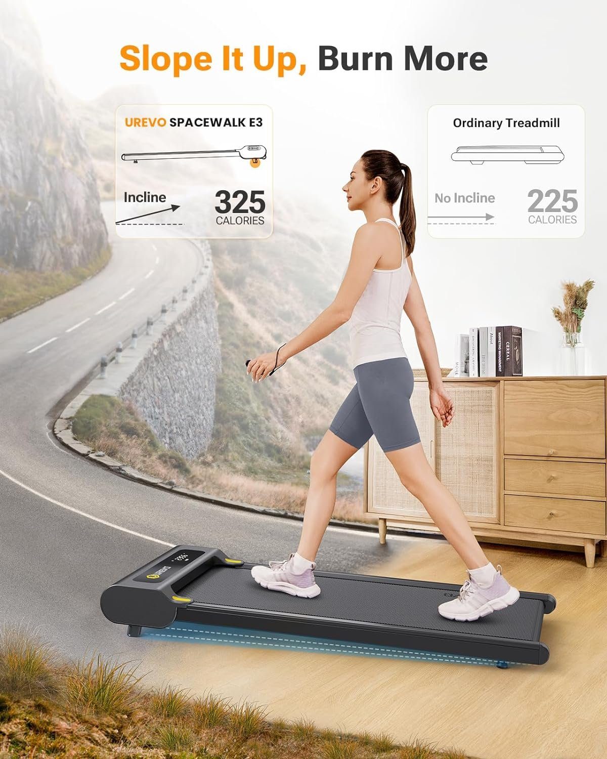 homeTro Laufband (Laufband mit Manuelle Neigung, Walking pad mit LED-Anzeige), Kompaktes Design Schreibtisch mit großem Laufbereich für Zuhause/Büro