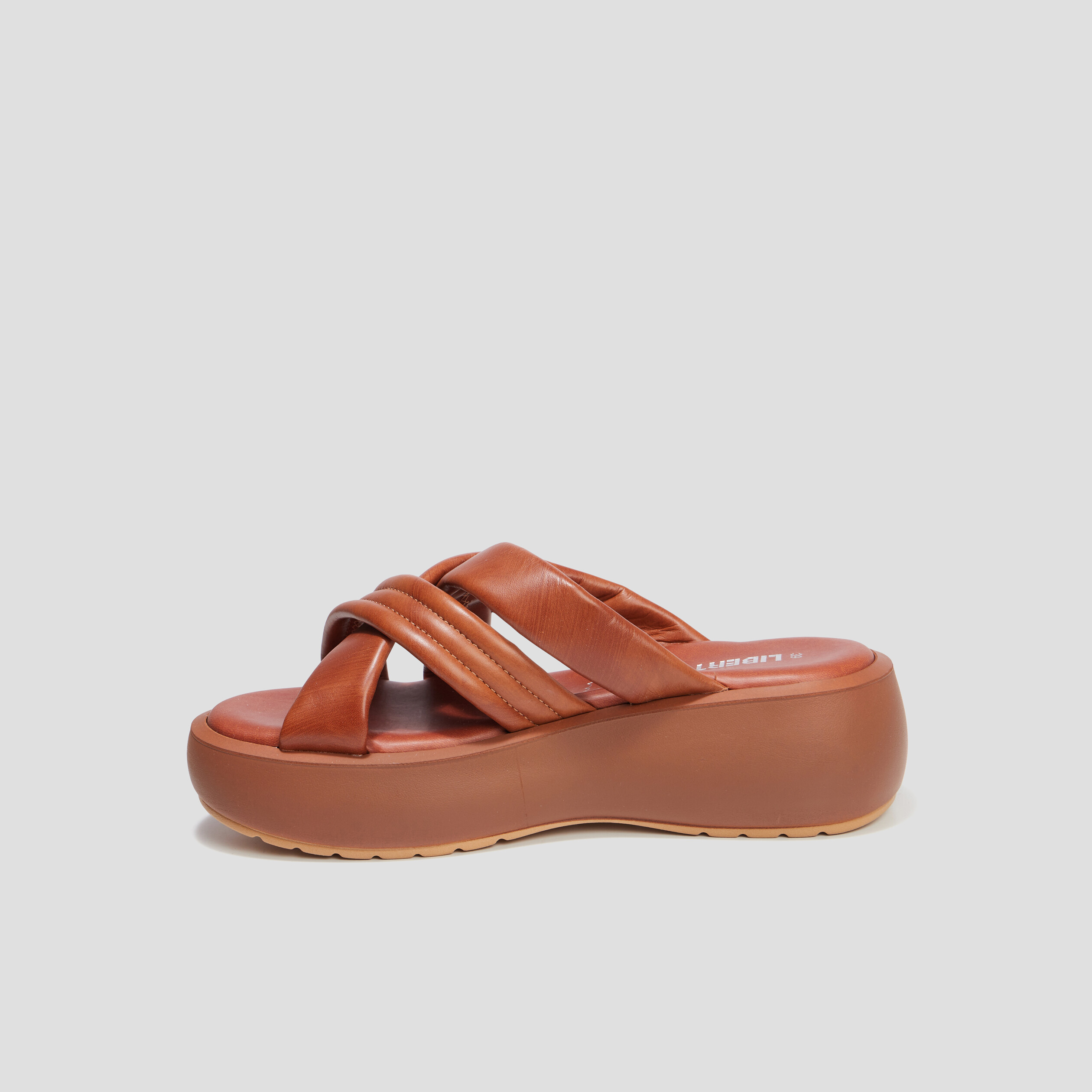 Mules compensées en cuir Liberto marron femme | La Halle