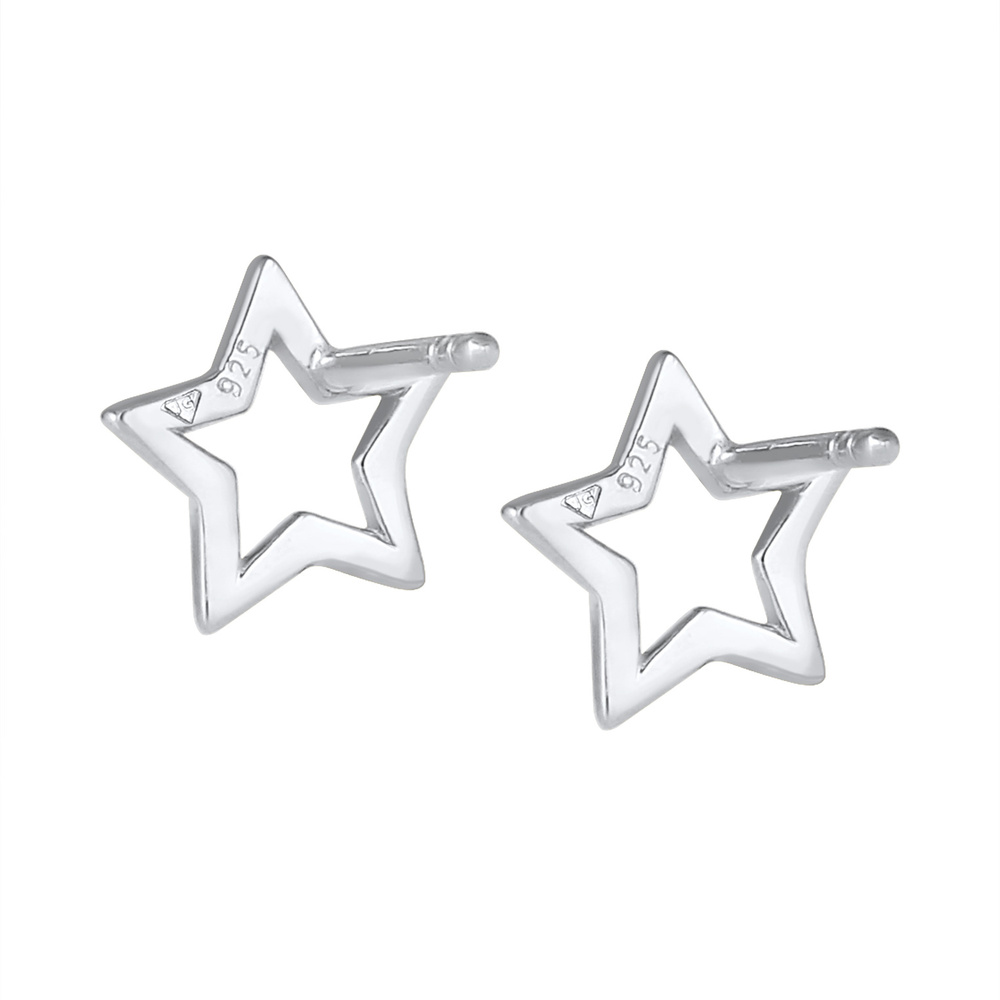 Elli Elli Boucles d'Oreilles Femme Motif Étoile Classique avec Émail en Argent Sterlin Boucles d'oreilles