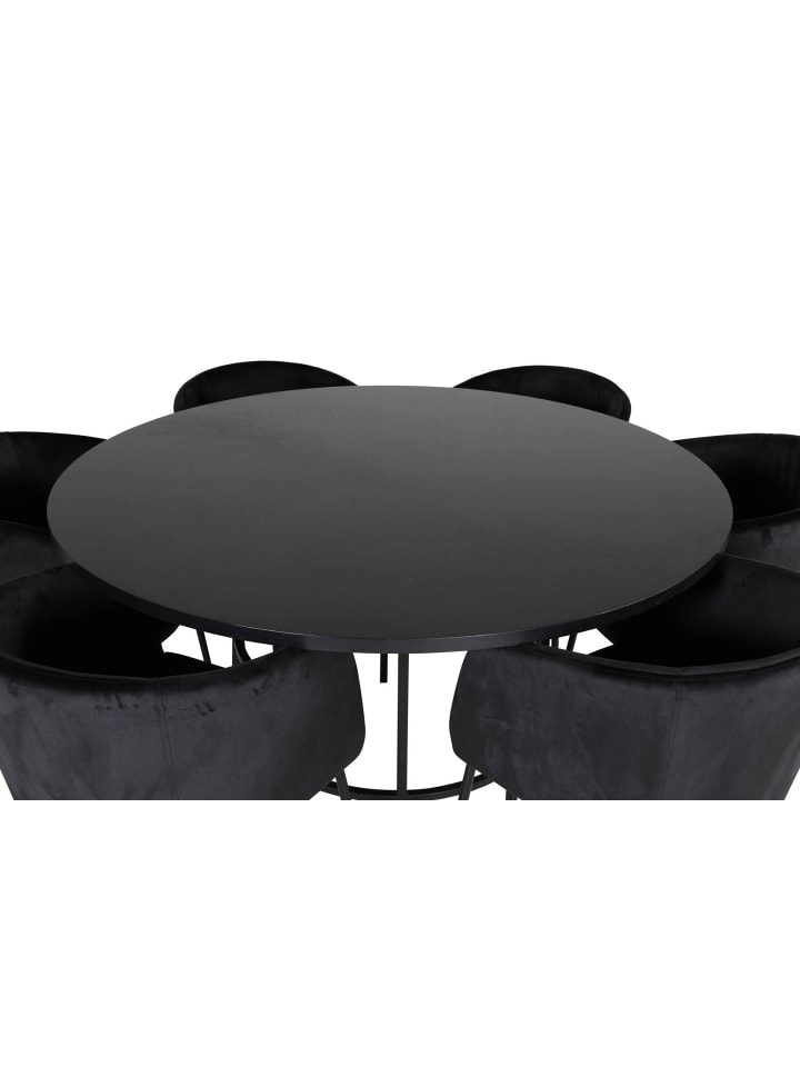 ebuy24 Essgruppe Copenhagen (7-teilig) Schwarz 140 x 140 cm günstig kaufen onesize