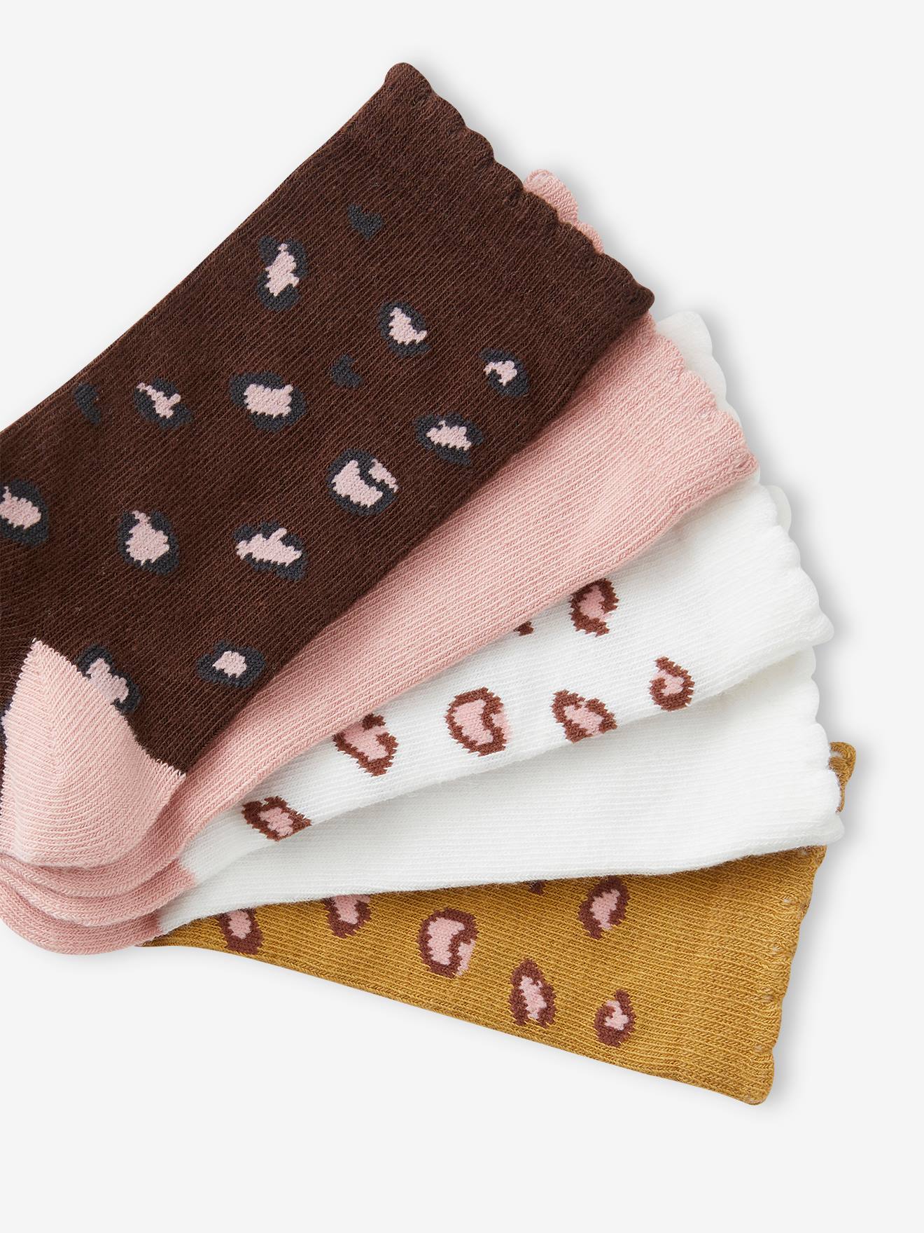 Vertbaudet 5er-Pack Mädchen Socken WILD Oeko-Tex - schokolade