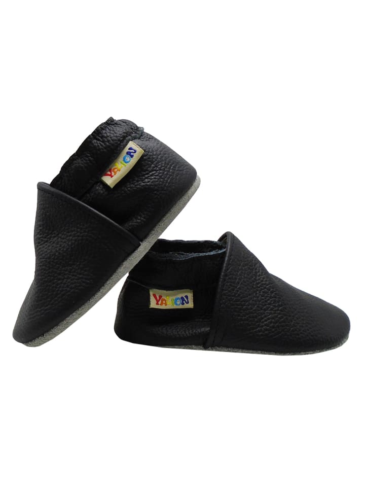 Yalion Leder-Krabbelschuhe in Schwarz günstig kaufen