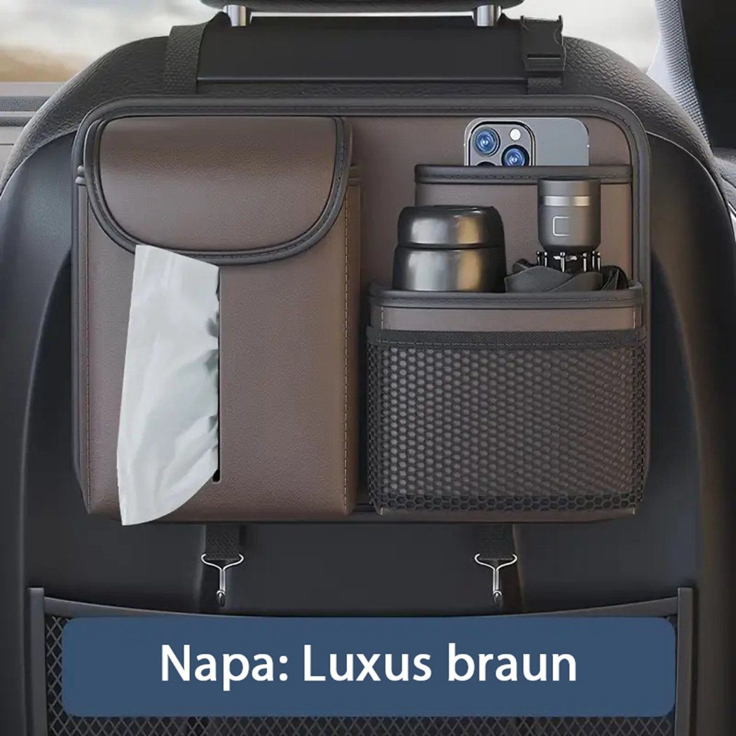 TUABUR Auto-Rückenlehnentasche Leder-Aufbewahrungstasche für Autositzlehne, Auto-Aufbewahrungsbox