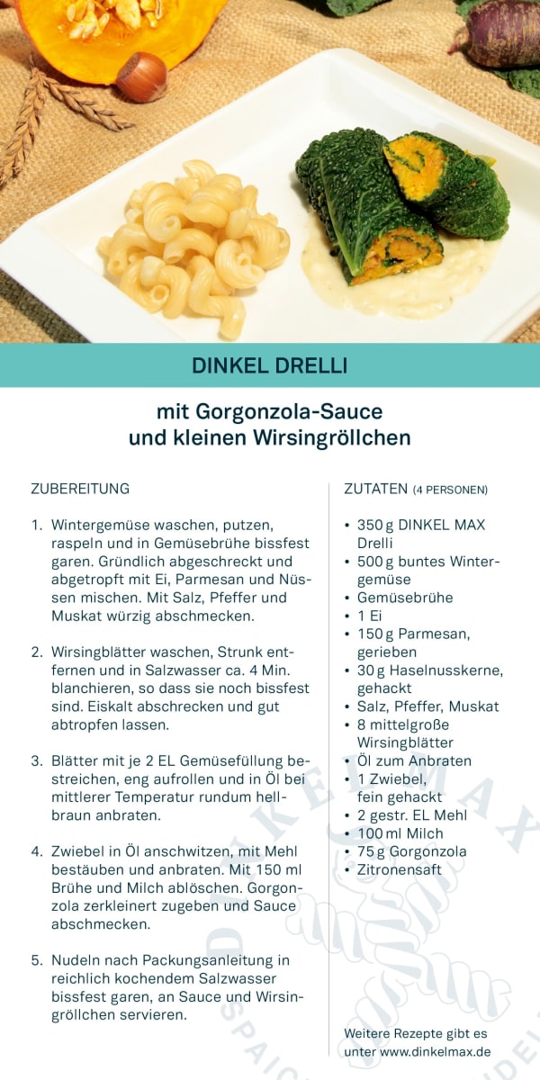 Nudeln, Drelli aus Dinkel, 500 g