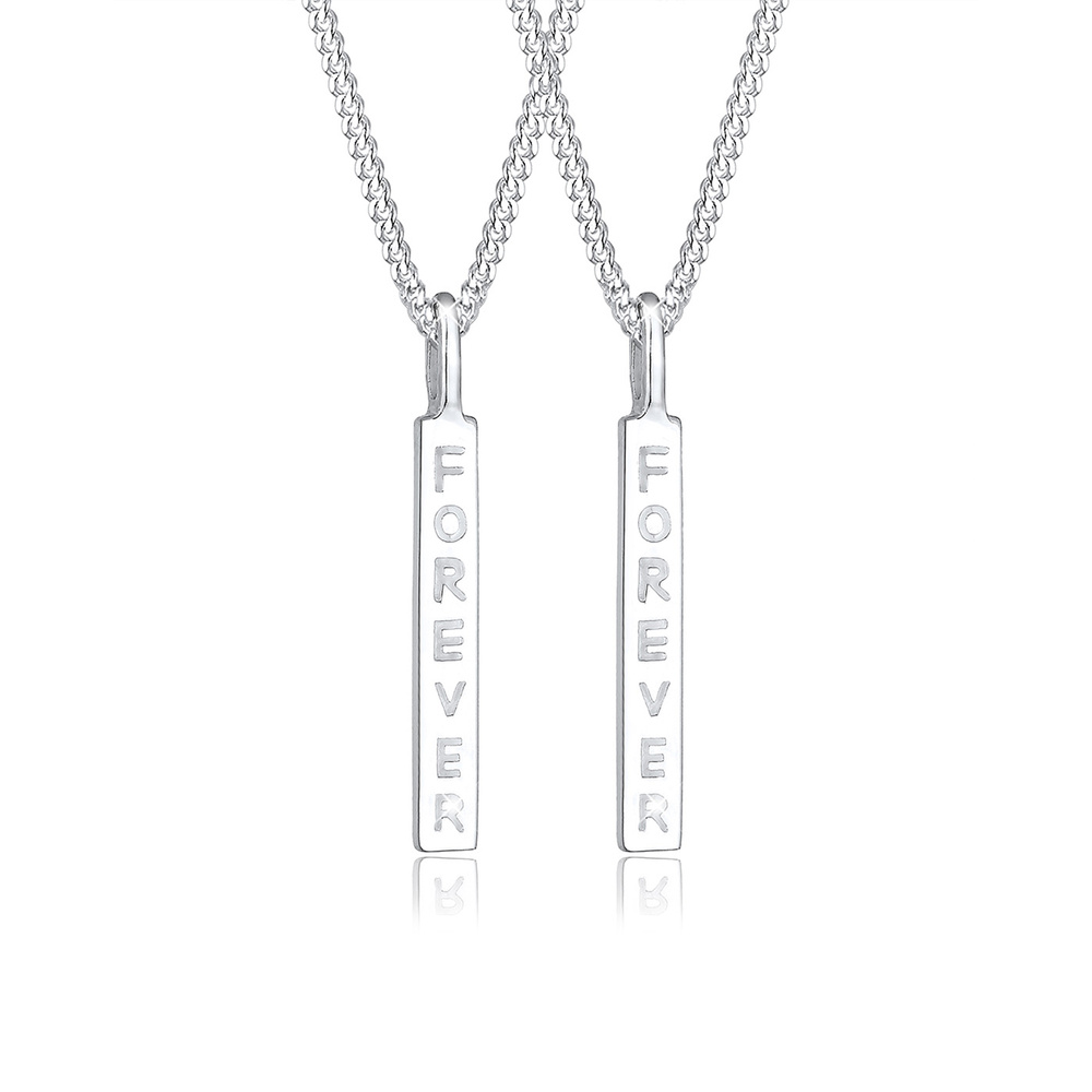 Elli Elli Collier Femme Pendentif Gravure Forever Amis Partenaire Ensemble - (925/1000 collier