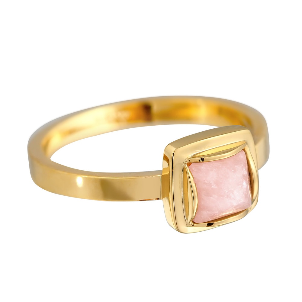 Elli PREMIUM Elli PREMIUM Bague Femme solitaire pyramide avec quartz rose en argent sterling 9 Bague