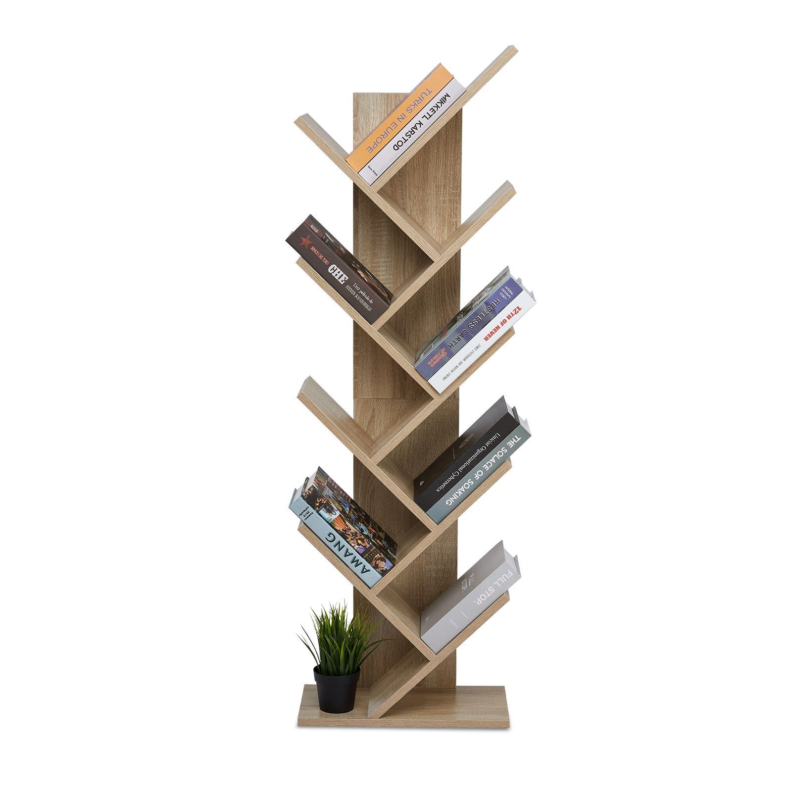 Mondeer Bücherregal in Baumform aus Holz Bücherschrank, Würfelregal exquisites 9 lagiges, einfaches Design und Platzsparen