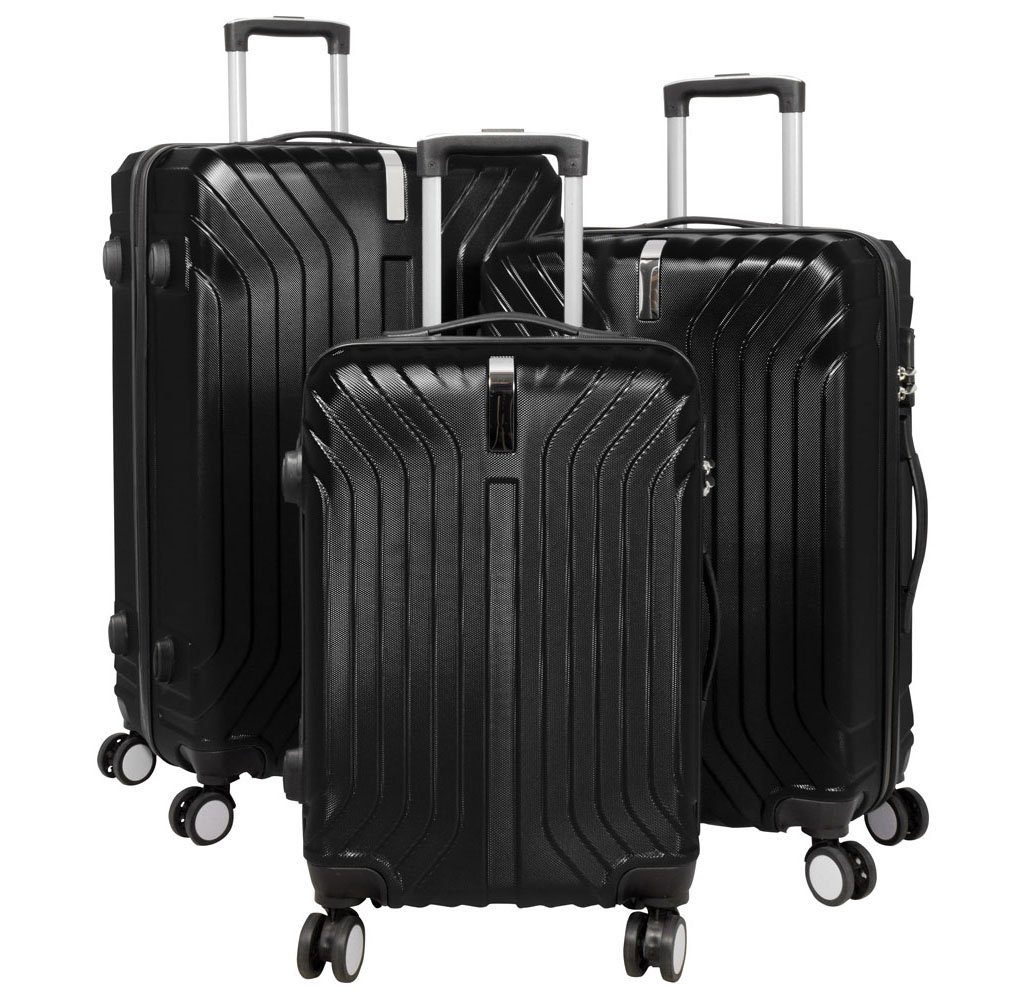 Valis Hartschalen-Trolley Reisekoffer ABS Hartschalenkoffer 4x Doppelrollen M/L/XL, Zahlenschloss & drehbar um 360° & 2-Wege Reißverschluss