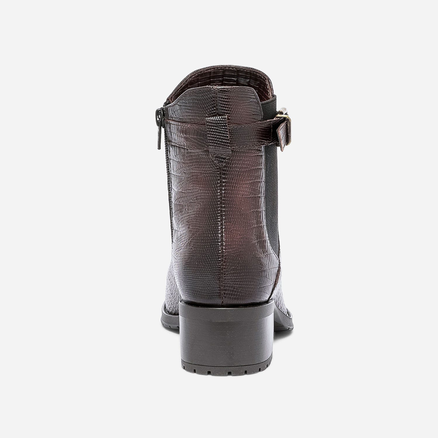 Boots marron en cuir éco-conçu embossé effet python