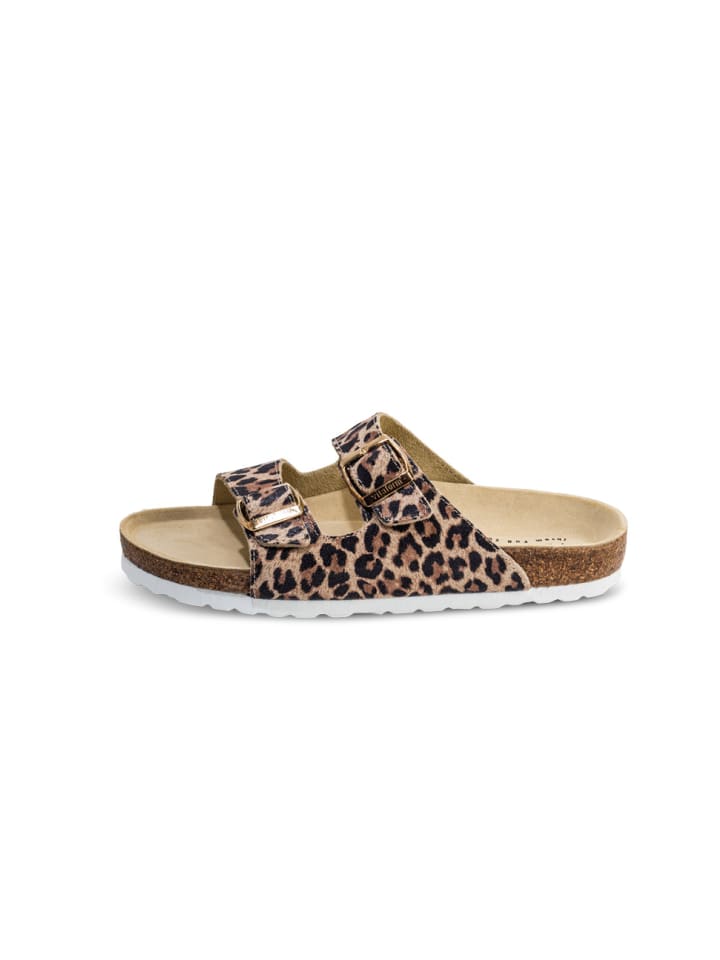 VITAFORM Veloursleder Pantoletten in leopard günstig kaufen