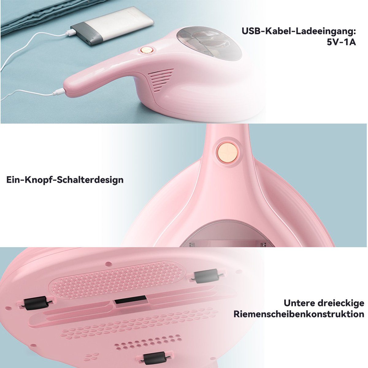 DOPWii Matratzenreinigungsgerät 60W Handheld Bett Milben Sammler,UV Sterilisieren Entfernen Milben, 60,00 W, beutellos