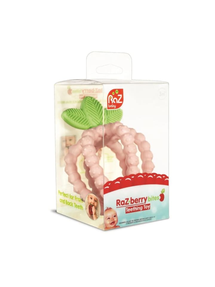 RaZbaby Silikon Beißring Himbeere für zahnende Babys ab 3 Monaten in Rosa günstig kaufen onesize