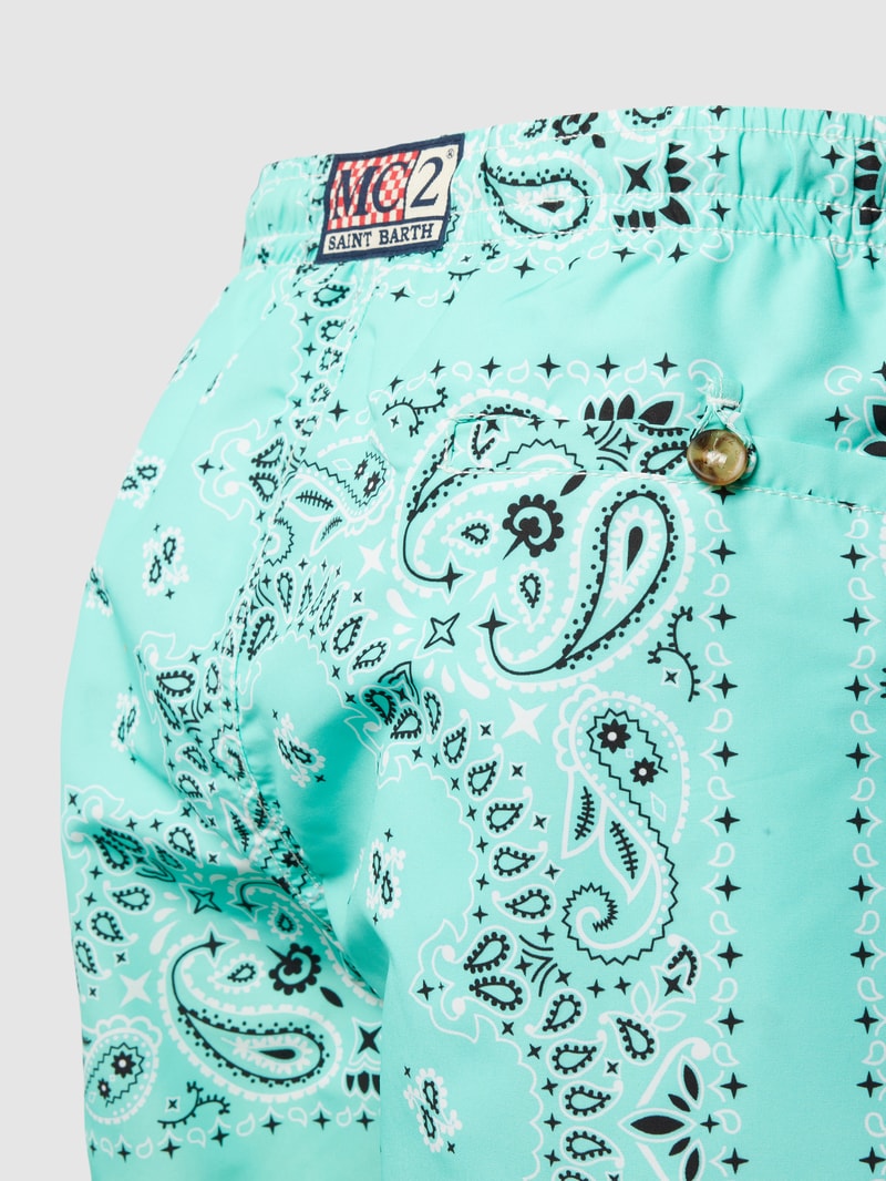 Badehose mit Allover-Print Modell 'CAPRESE' in türkis