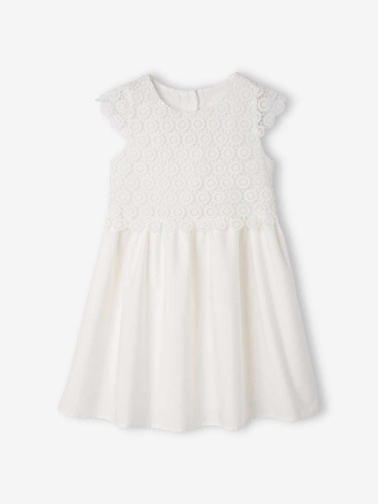 Vertbaudet Festliches Mädchen Kleid mit Makrameespitze Oeko-Tex - rosa nude