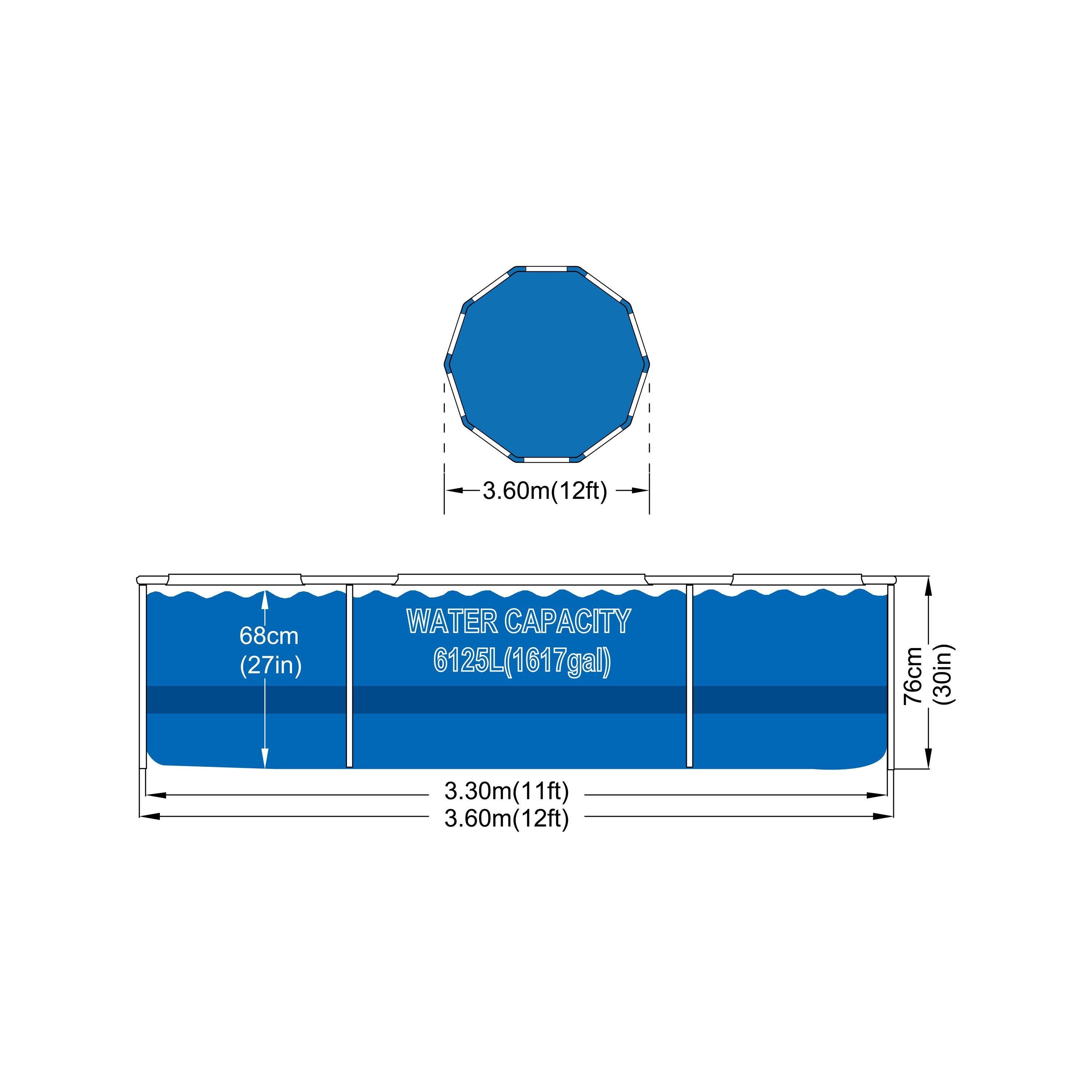 Avenli Framepool Stahlrahmenpool 360 x 76 cm ohne Pumpe (Gartenpool), Auch als Ersatzpool geeignet