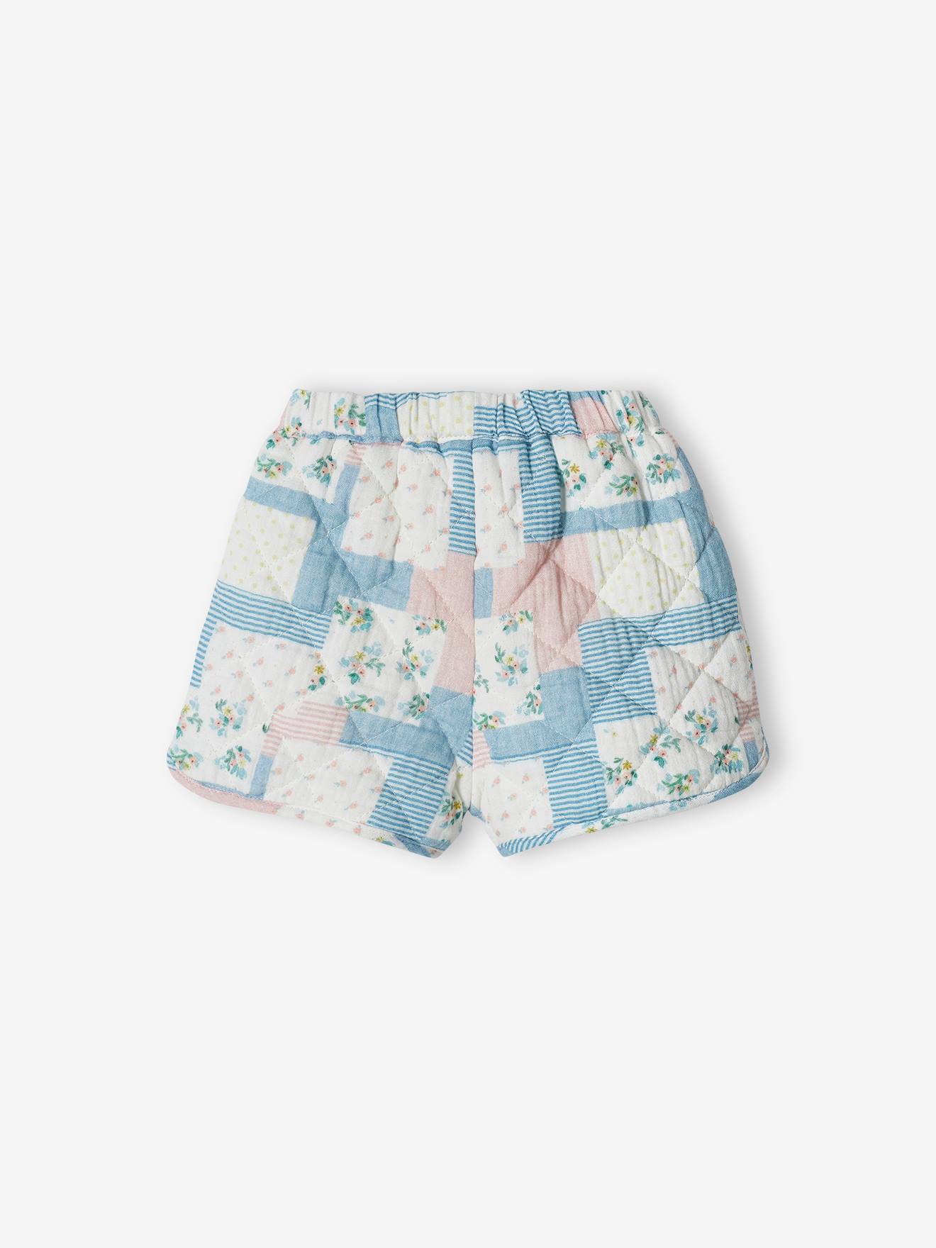 Short matelassé bébé effet patchwork blanc