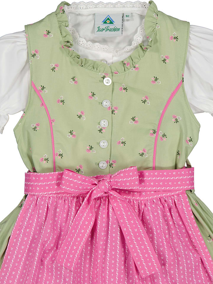 Isartrachten Dirndl in Grün/ Pink günstig kaufen