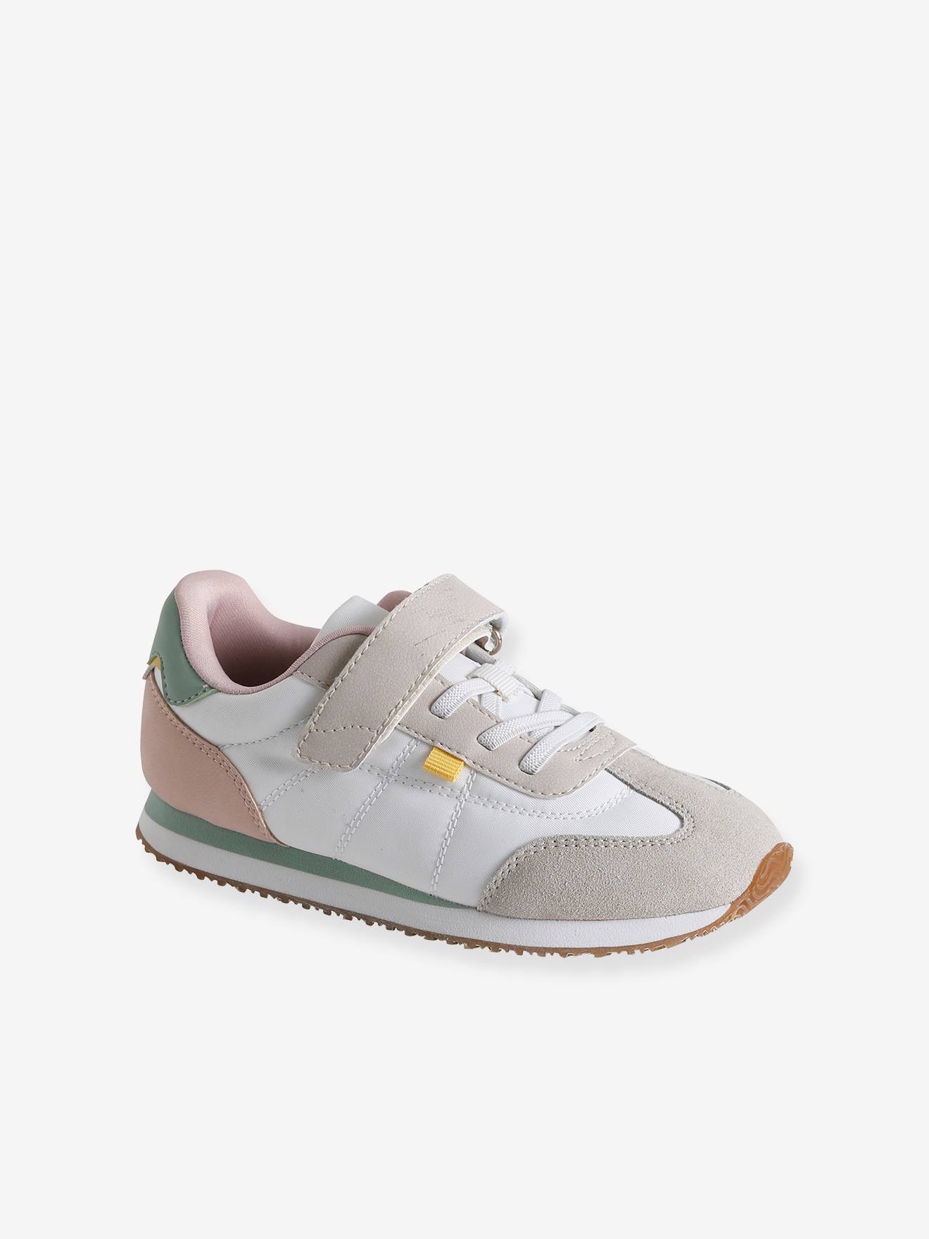 Vertbaudet Kinder Klett-Sneakers mit Schnürung - wollweiß