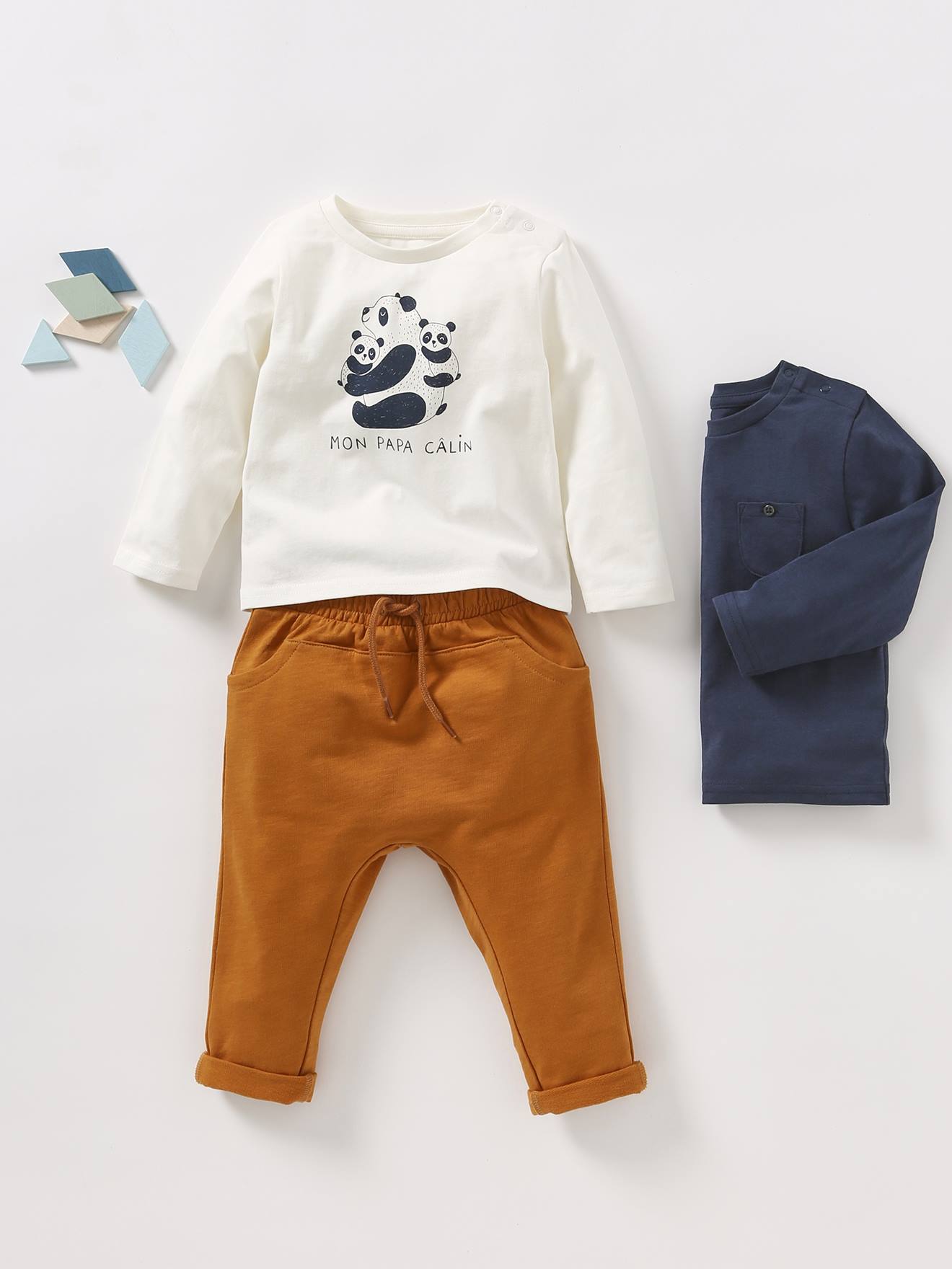 Lot de 2 tee-shirts Basics bébé manches longues écru