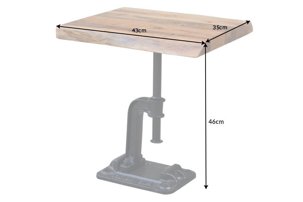 riess-ambiente Beistelltisch FACTORY 43cm natur, Massivholz · Metall-Fuß · Industrial Design · Akazie