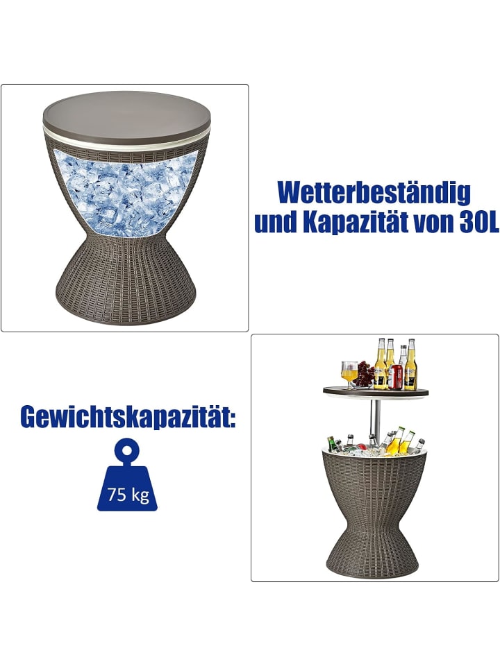 COSTWAY 3 in 1 Beistelltisch Cool Bar 30L in Braun günstig kaufen onesize