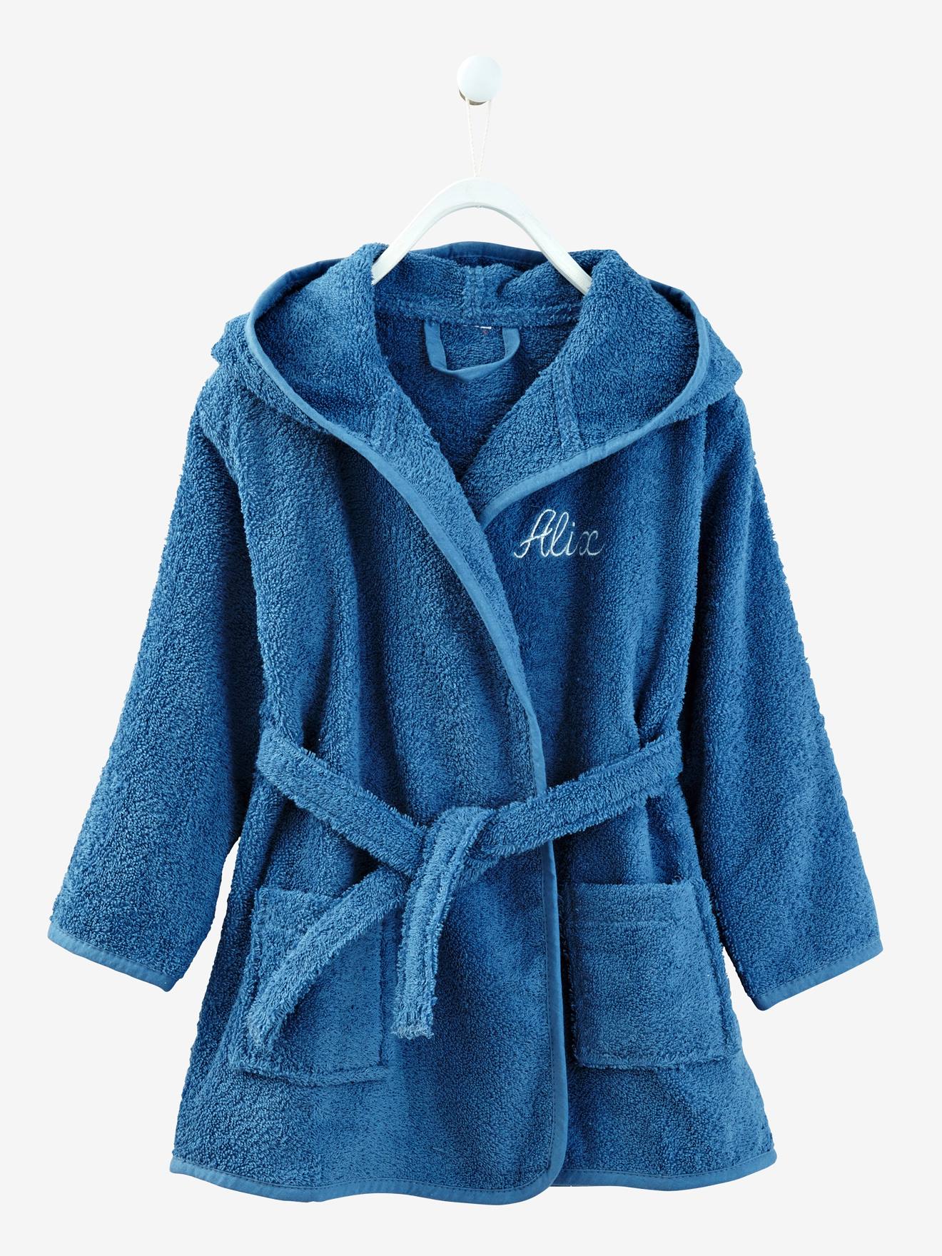 Peignoir de bain enfant à capuche vieux rose