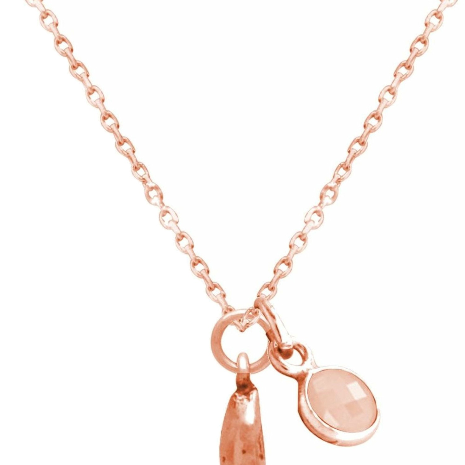 Kette mit Anhänger 'Kaffeebohne ROSENQUARZ'