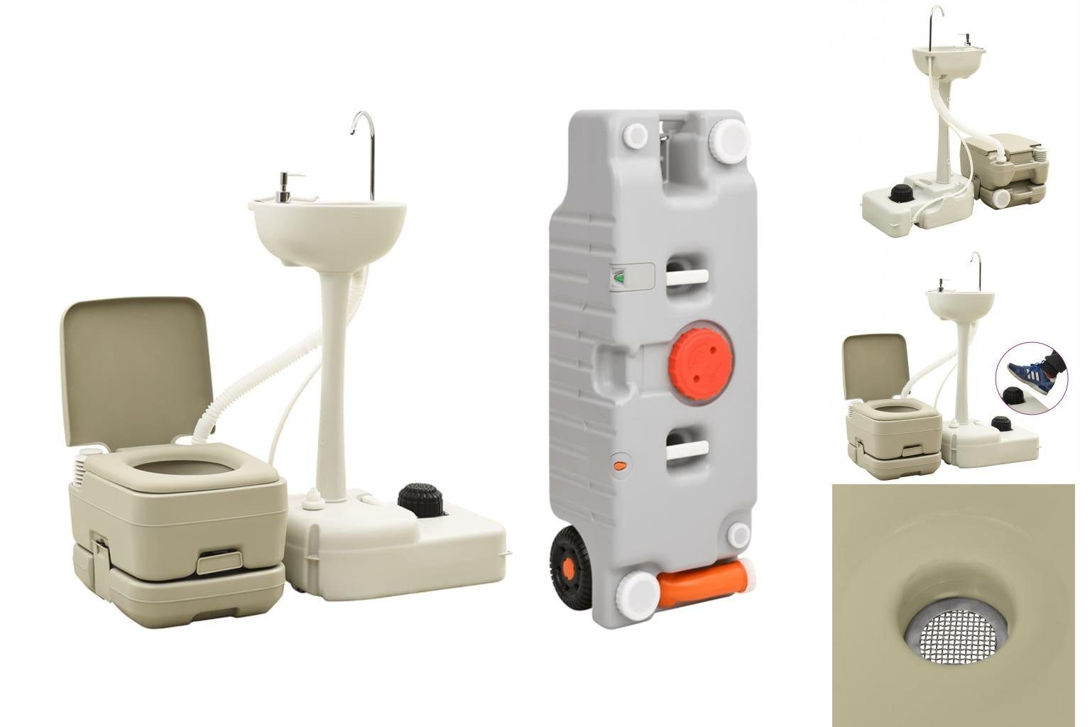 vidaXL Campingtoilette Tragbare Campingtoilette mit Waschbecken und Wasserbehälter