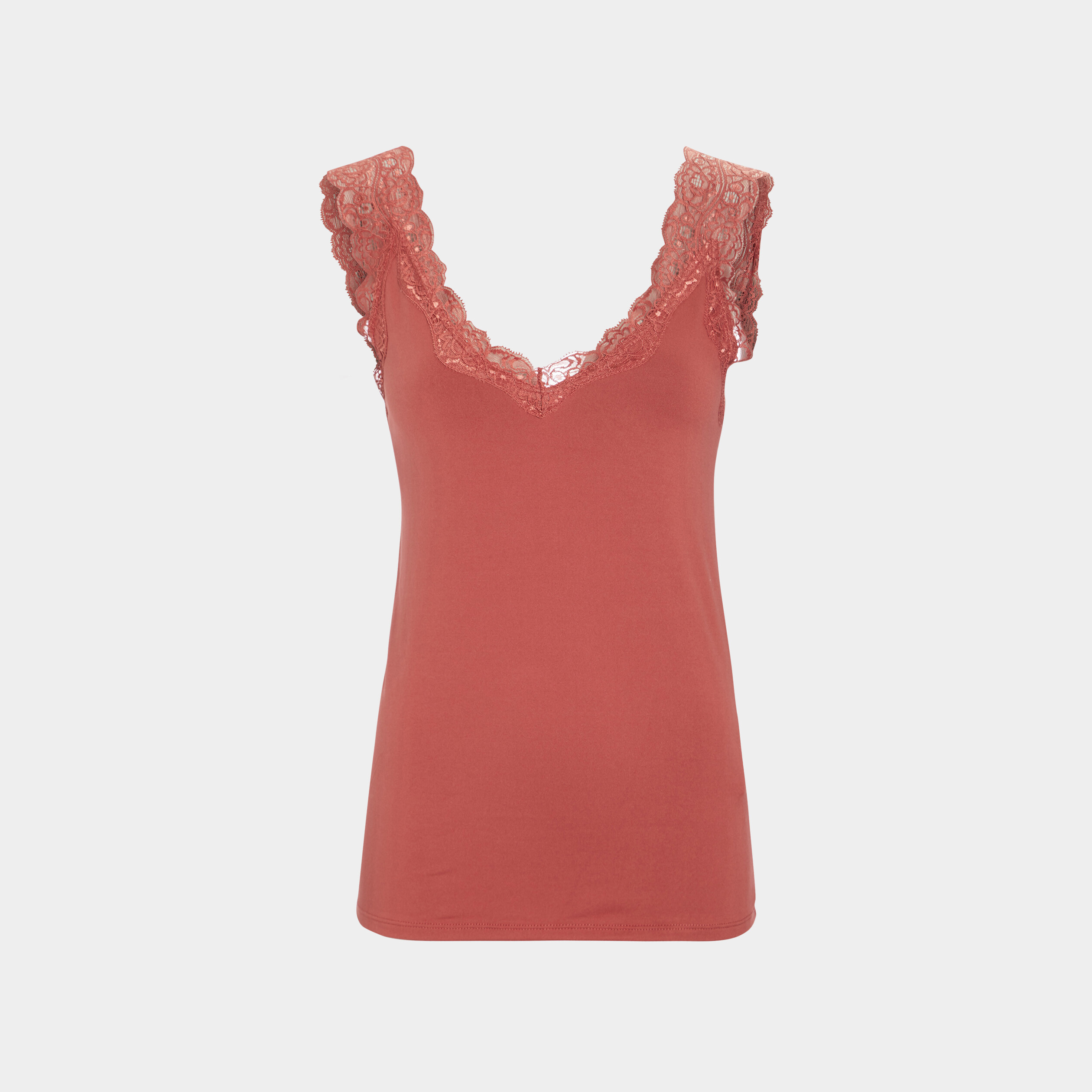 Débardeur détail dentelle ajusté marron cognac femme | La Halle