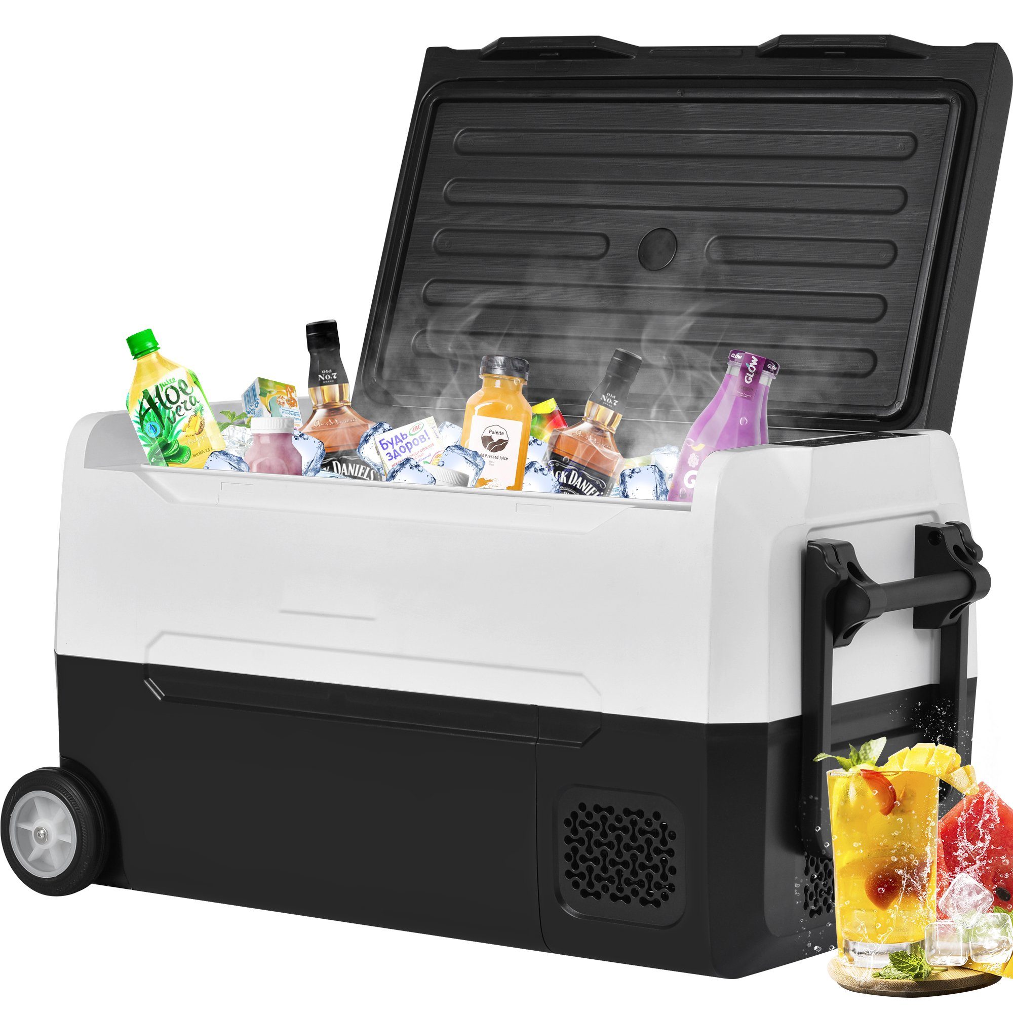 EXTSUD Kühlbox EA35 - Tragbarer Kompressorkühler,31.5 Liter, Zwei-Zonen-Kühler, APP-Steuerung 12/24V DC und 100-240V AC geeignet für Outdoor-Reisen