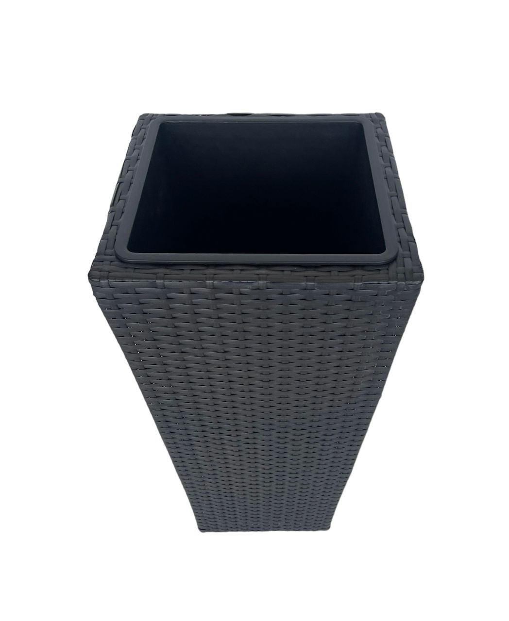 HC Garten & Freizeit Blumentopf Rattan Optik mit Plastiktöpfen eckig konisch