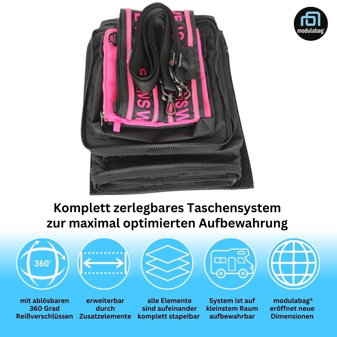 modulabag Sporttasche modulabag® modulare Tasche - Journey - stabile Tasche in 5 Farben (Set, 11-teilig), Motivations-Edition mit besticktem Spruchband LIFE IS A JOURNEY