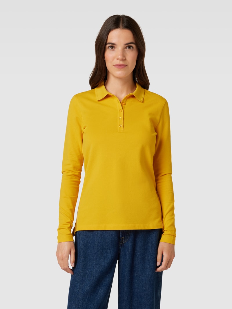 Longsleeve mit Polokragen in senfgelb