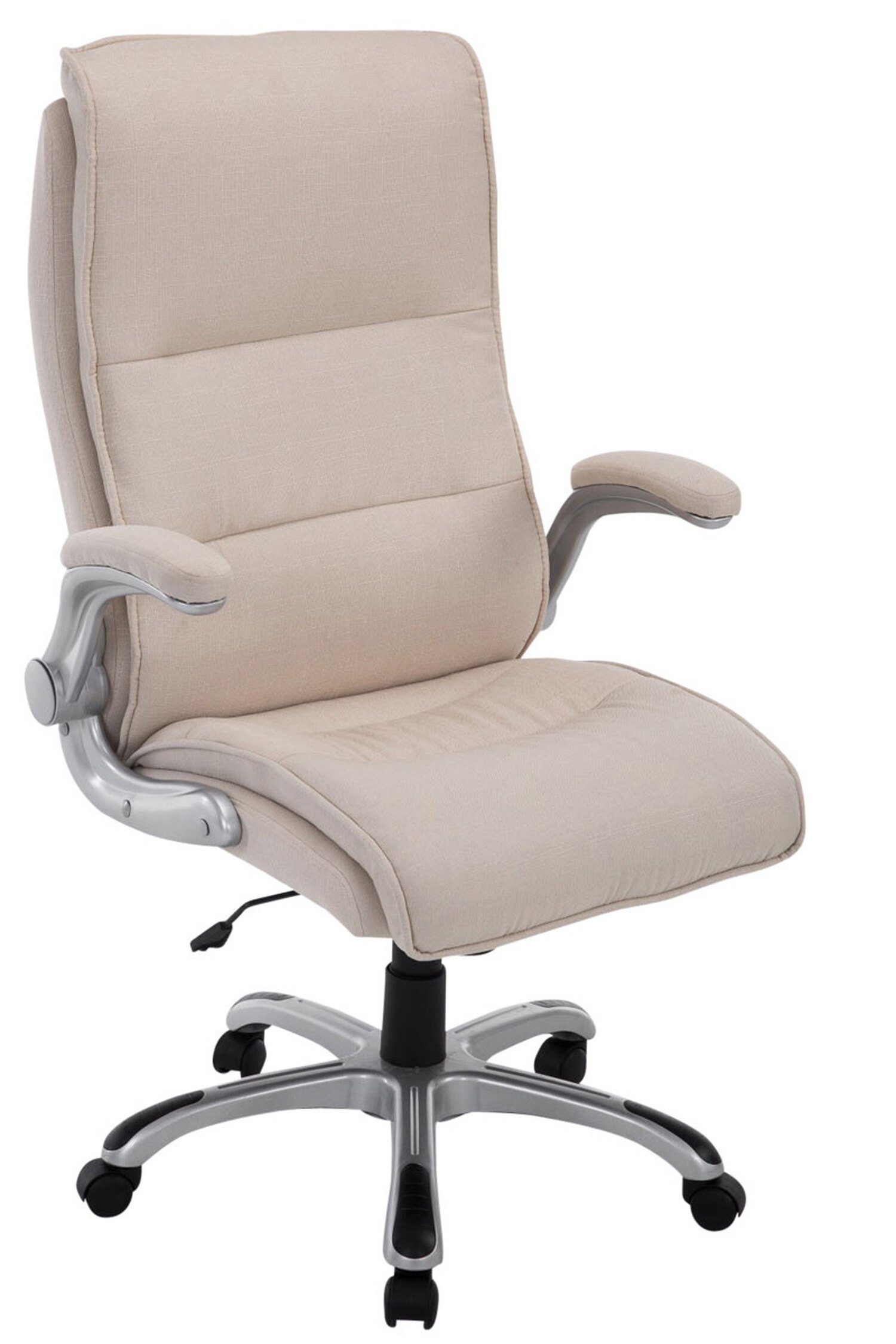 TPFLiving Bürostuhl Vila mit bequemer ergonomisch geformter Rückenlehne (Schreibtischstuhl, Drehstuhl, Chefsessel, Bürostuhl XXL), Gestell: Kunststoff silber - Sitzfläche: Stoff creme