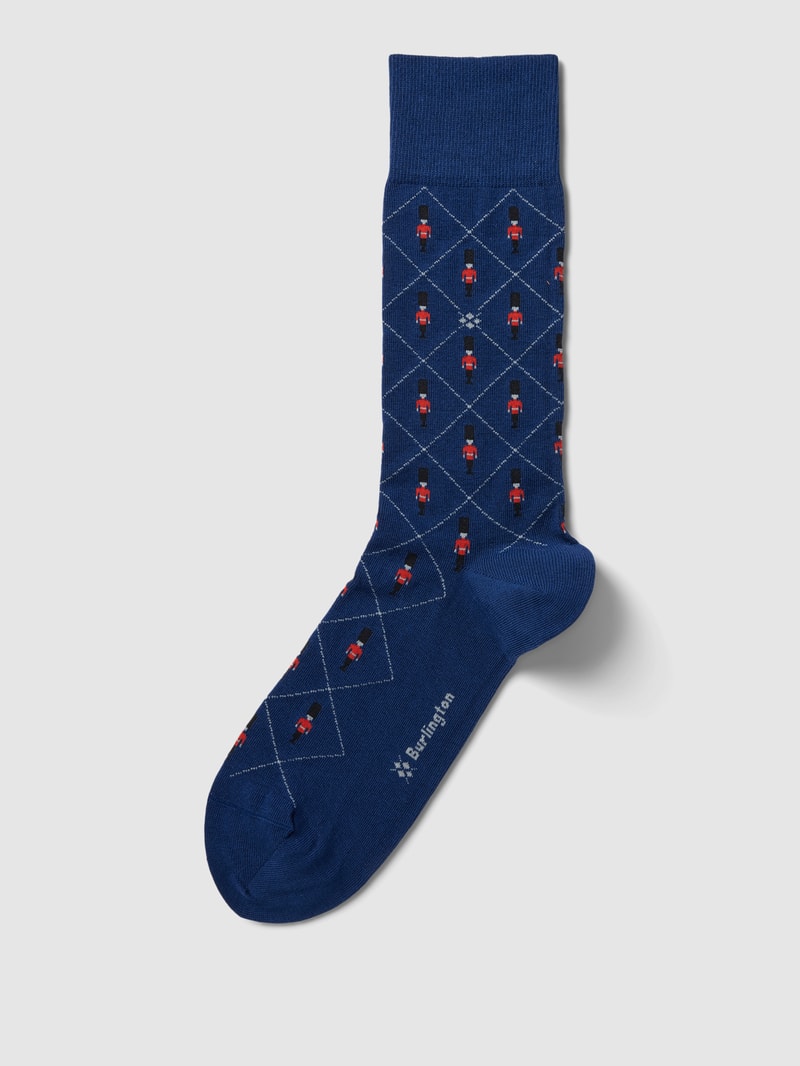 Socken mit Allover-Muster Modell 'GUARD' in marineblau
